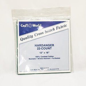 Craft World 22 Count Green Cross Stitch Fabric 12" x 18" 100% Cotton Hardanger